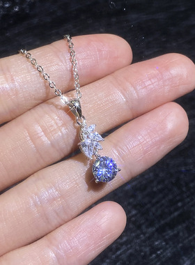 原创s925纯银莫桑石项链迷你贝珠韩版轻奢百搭高级感莫桑钻项链