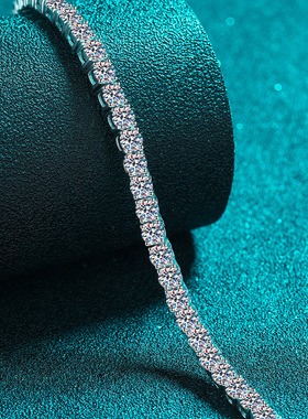 S925纯银项链女 整圈莫桑石网球项圈锁骨链莫桑钻项链礼物