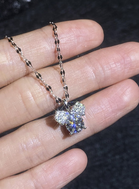 925纯银莫桑石项链女经典可爱1ct米奇在逃公主吊坠时尚嘴唇链