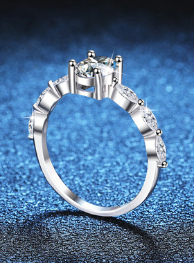 s925纯银戒指鸽子蛋仙女风1克拉莫桑石戒指 高端求婚钻戒指环