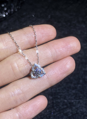 新款莫桑钻石项链s925纯银韩版小清新花朵玫瑰花项链女