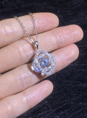 莫桑钻项链S925纯银跳动的心轻奢百搭环绕星球莫桑石项链