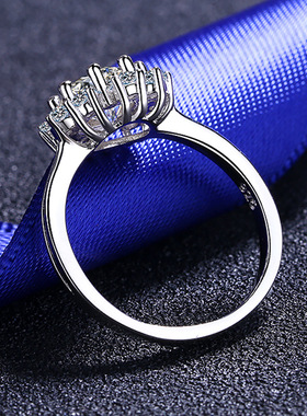 S925纯银莫桑钻石女戒太阳花八爪戒指情人节礼物求婚婚介简约轻奢