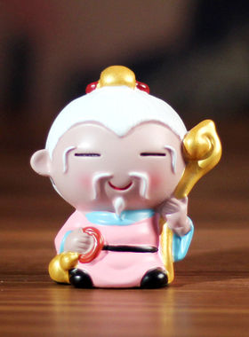 妙工坊树脂中式桌面手工彩绘摆件