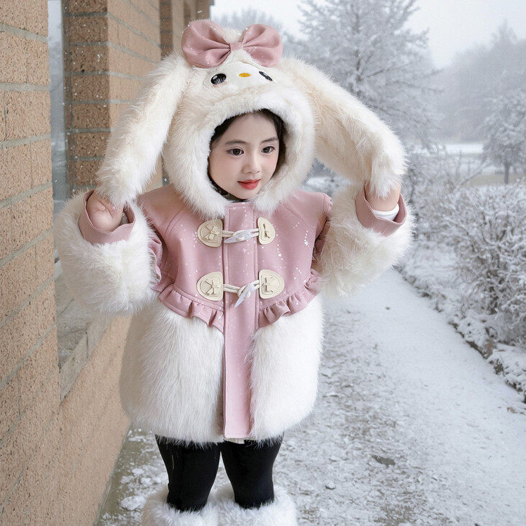 女童秋冬加绒皮草外套儿童仿皮草大衣女宝宝洋气时髦棉服保暖加厚,淘宝优惠券,粉丝福利购,淘宝优惠卷