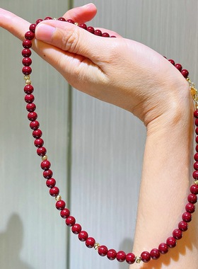 秋冬高品质新年安可拉红施家珍珠设计感项链毛衣链