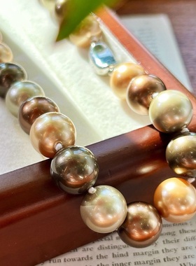 12mm国风复古美拉德风人造水晶珍珠项链锁骨链