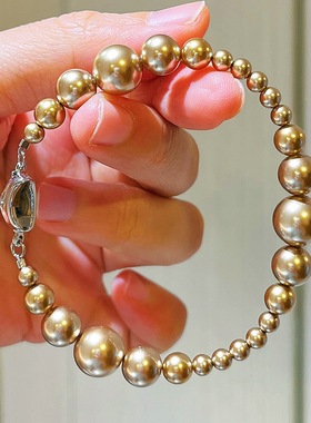 高品美拉德咖啡色施家珍珠手链项链套装