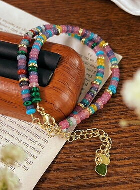 多巴胺炫彩飞碟珠手链时尚复古气质小众串珠手链女