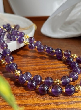 天然紫水晶项链女款轻奢小众设计感精致气质百搭满天星锁骨链