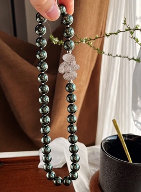 12mm大溪地黑色施家珍珠项链女