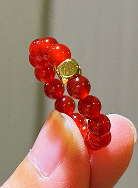 7A鸽血红冰透天然红玉髓玛瑙戒指指环