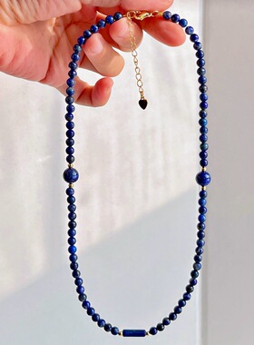 4mm天然青金石基础款锁骨链项链颈链女