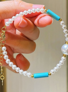 复古秋冬冷白仿澳白baby施家珍珠手链项链套装