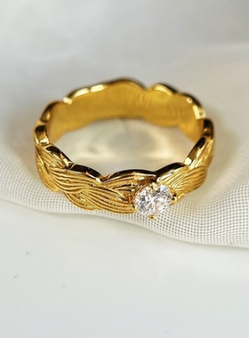 925银编织麻花戒指30分精品莫桑钻石戒指