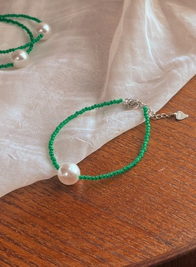 猫眼石配上澳白色施家珍珠项链手链