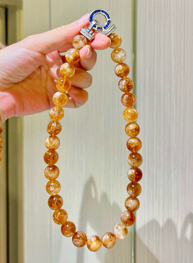 12mm天然焦糖蜂蜜奶盖黄塔晶设计感项链手链套装