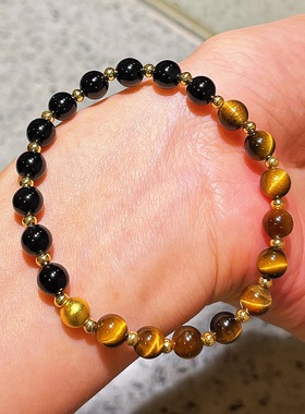 秋冬美拉德复古天然虎眼石黑玛瑙设计感手链手串女