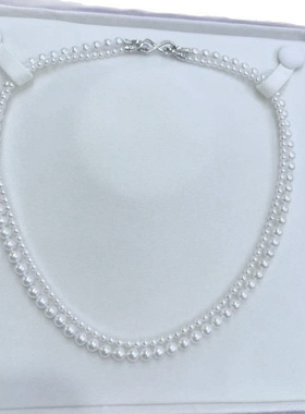 新款天然珍珠项链一款多戴大小珠双层叠戴项链近圆珍珠项链