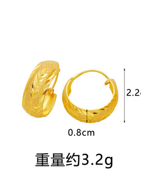 沙金古风圆形保色仿金耳钉