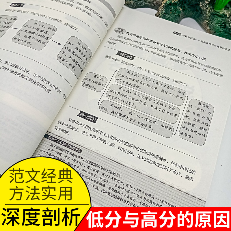 学霸作文初中生作文大全新版2本 中学生分类作文+满分作文初中作文书优秀作文精选2019年获奖素材范本 七八九年级作文辅导书 - 图0