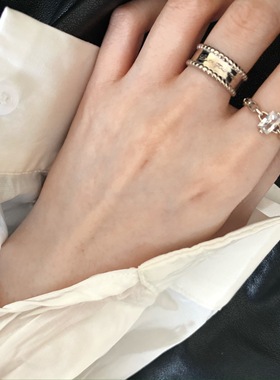 原创纯银光面字母链条戒指