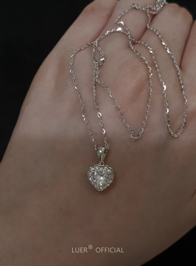 回馈!细版!通体纯银进口锆石镶钻爱心气质项链精致百搭锁骨链轻奢