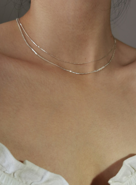 鹿尔意大利进口丝滑双层纯银项链