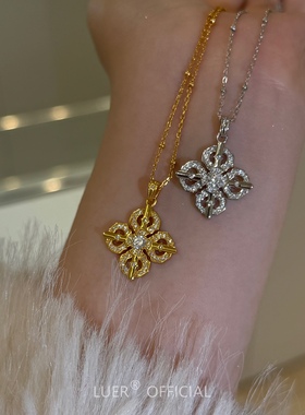 新中式!精工轻奢!通体纯银镶钻十字金刚杵高级感吊坠项链锁骨链女