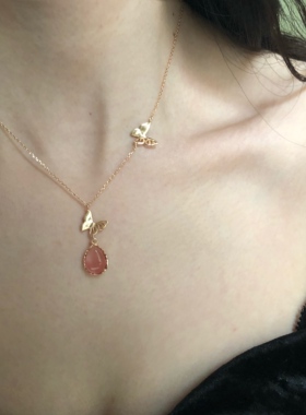 不撞款温柔风豆沙粉锁骨链定制