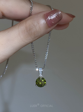 爆闪高碳钻!法式橄榄绿!重工轻奢通体纯银加粗肖邦链锁骨链项链女