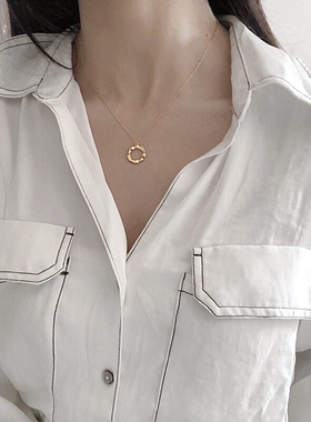 法式简约洋气香槟金925银项链