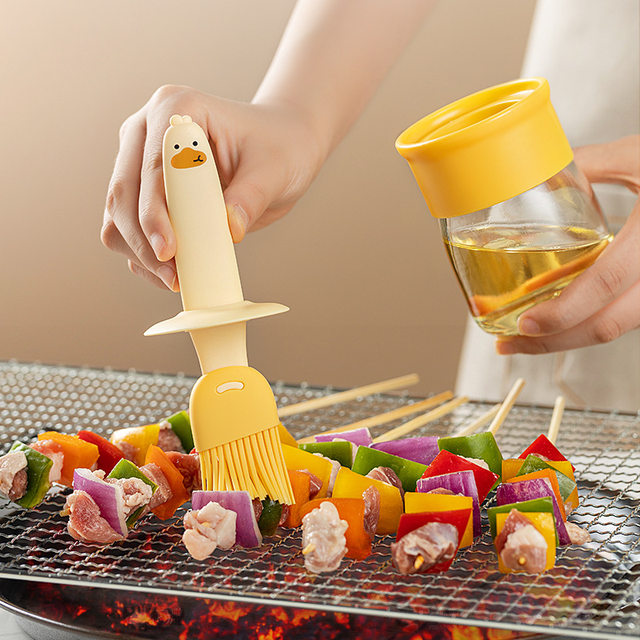 Oil brush household high -temperature integrated glass oil bottle barbecue baking special food -grade kitchen brushing oil silicone brush