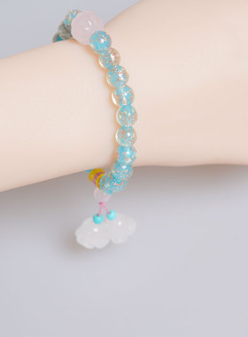 其他积寺流通处蓝金箔琉璃珠手链