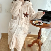 Sleeping robe woman Coral Suede Autumn Winter Plus Suede Thickened Flannel Cutie cute Lianhood Pyjamas Pyjamas Pyjamas Pyjamas Pyjamas