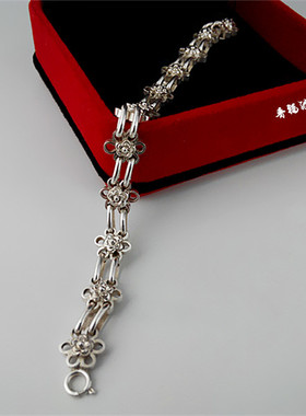 晋福银楼纯银纯手工精制手链 925纯银手链 手工银手链