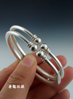 光面开口蒜头儿童纯银手镯