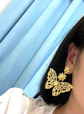 重工微镶欧美风黄色耳环网红同款