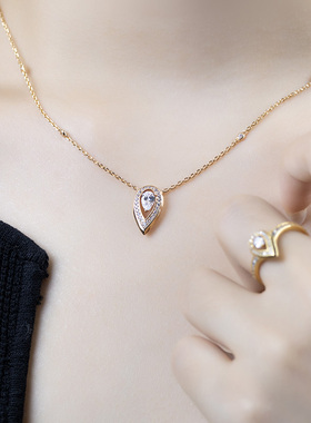 满钻水滴项链女轻奢小众原创设计