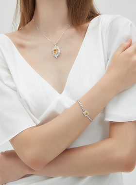 轻奢项链leqiyuan925银女锆石