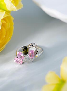 多彩宝石戒指女轻奢小众法式原创