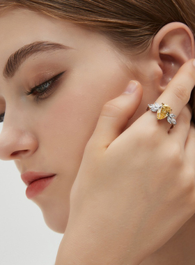 黄钻18K白金戒指女女神之戒轻奢