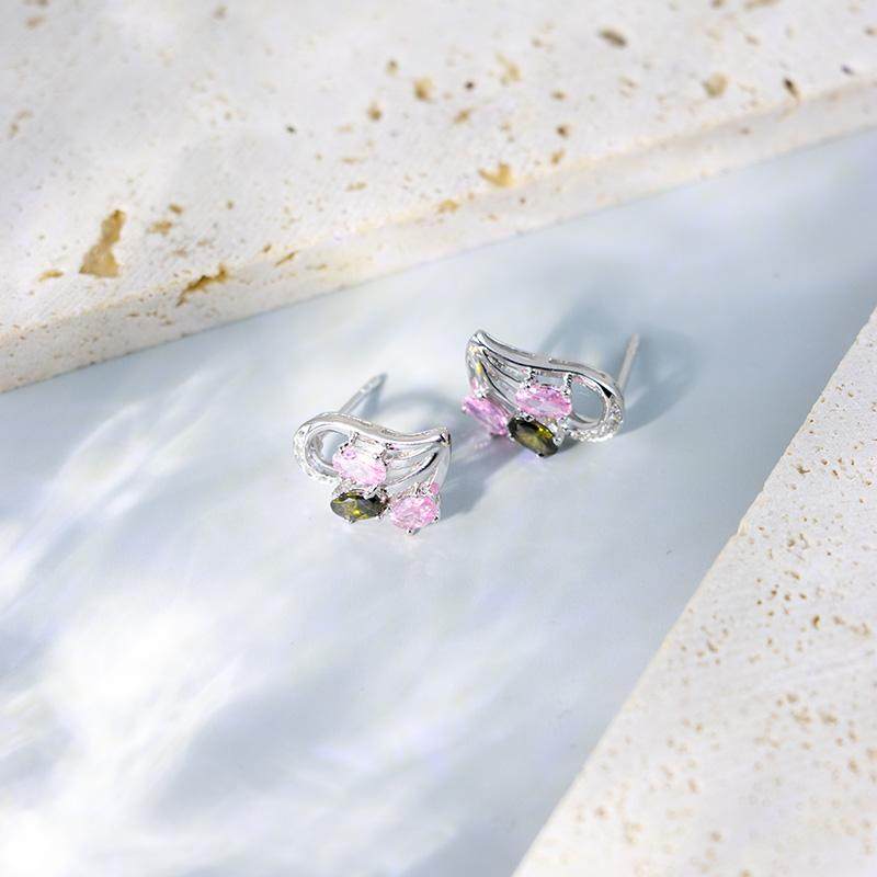 耳钉女轻奢新款超闪天然碧玺镶嵌洋气漂亮S925纯银,淘宝优惠券,粉丝福利购,淘宝优惠卷