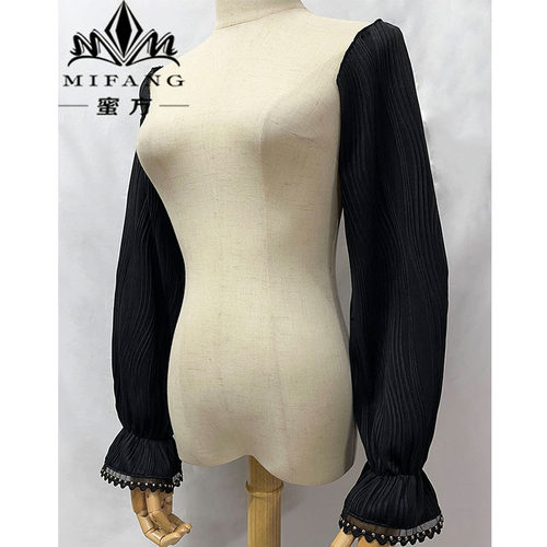 春秋波浪提花长袖荷叶袖口拼接铆钉珍珠半成品假袖子拼接无袖装饰 - 图0