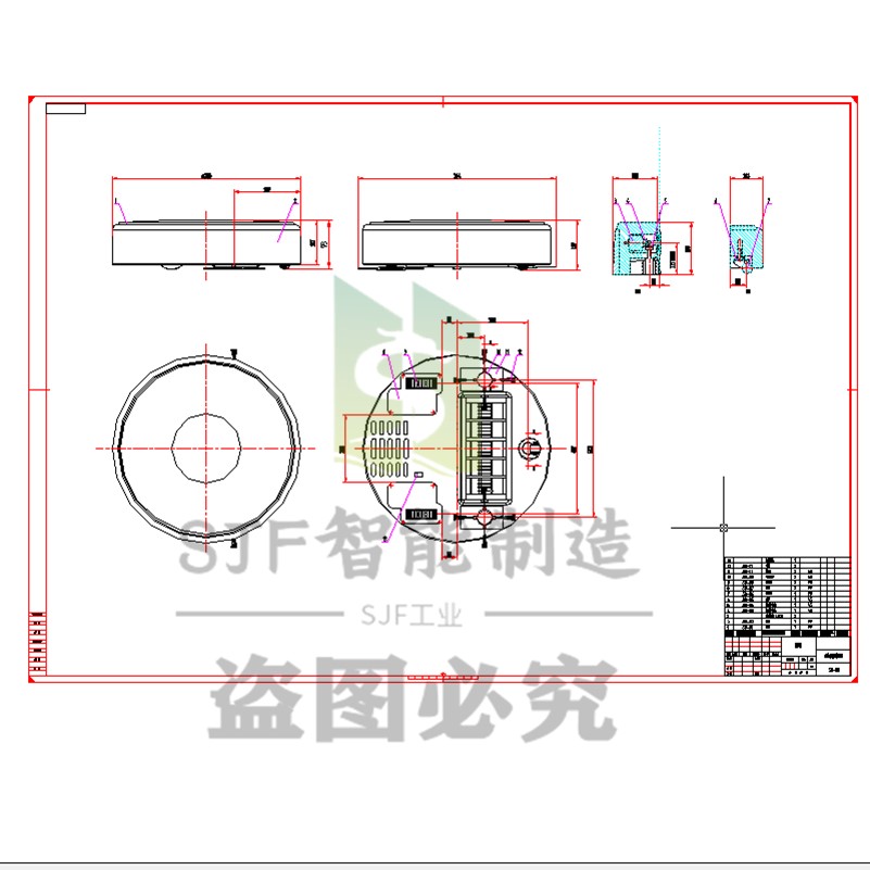 扫地机器人的设计家用地面清洁机器人3D模型2D图纸说明书装配图