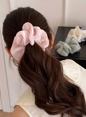 Soft Yarn Scrunchies Shiny Fabric Hair Rope Summer Colorful