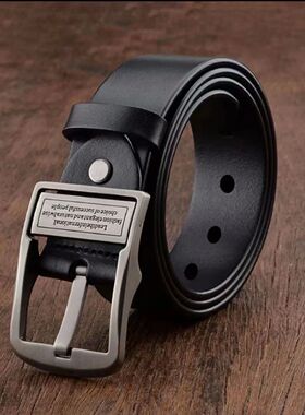 New Leather Cowhide Men's Belt Fashion Metal Alloy Pin Buckl