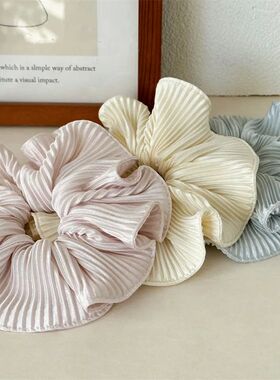 Sweet Ruffled Satin Pleated Hair Band Hign-end Solid Color W