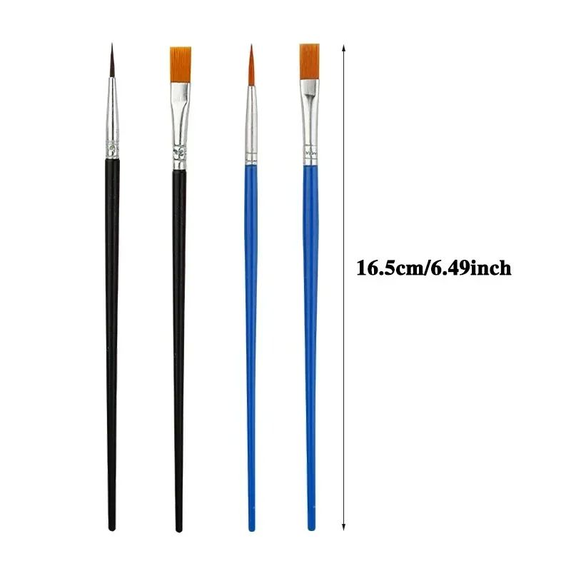 12/24 Pcs Painting Brushes Set Art Round Flat Hair Nylon Hai - 图2