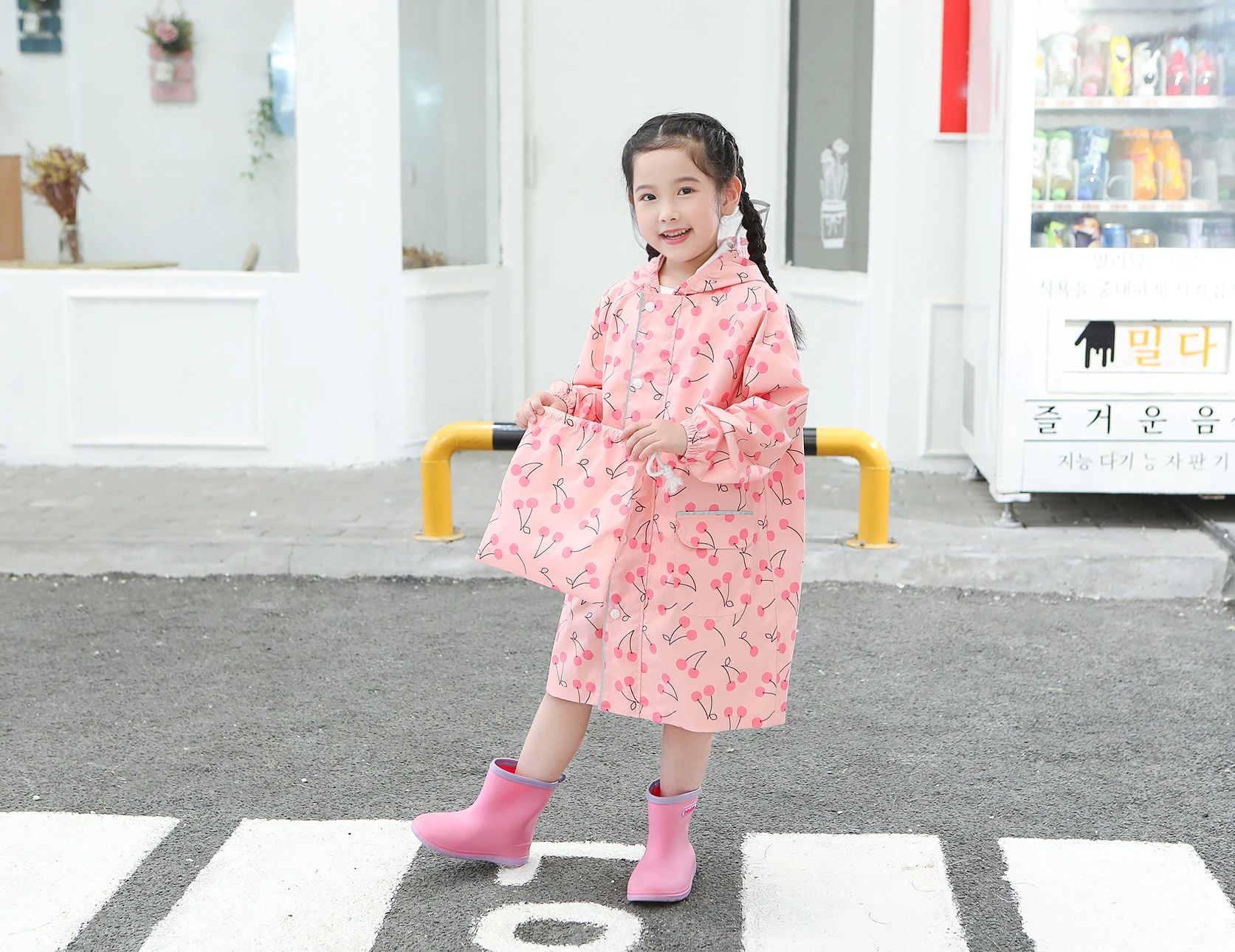 Pink Cherry Children    Raincoat  Children‘s  Rain Coat Kid - 图3